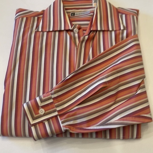 𝅺BACHRACH Striped Button Down Shirt Large - Picture 2 of 5